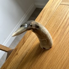 Horncraft Scotland Carved Horn White Grey Stylised Bird Heron Sculpture 9”