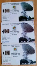 3 Phonecards 20,50,100 Units From TOGO TELECOM. A LARGE SATELLITE DISH.