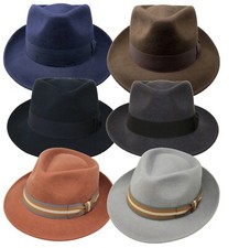 Premium Felt Teardrop Fedora Hat - 100% Wool Felt - Crushable for Travel Trilby