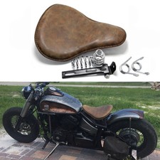 Retro Brown Motorcycle Solo Seat Soft Leather For Harley Honda Chopper Bobber UK