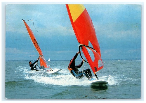 Windsurfing red sails action - windsurfing,