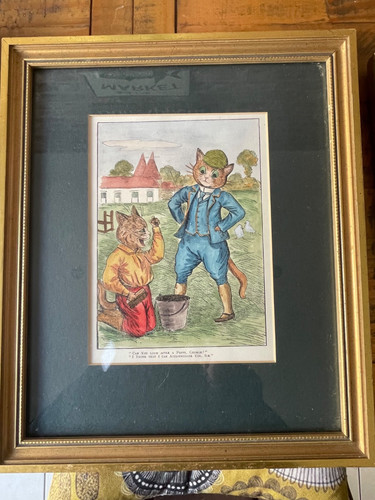 Vintage louis wain framed - vintage,