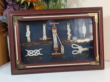 Nautical Knots Shadow Box 13”x 9” Wooden Framed Display With Fisherman Nautical
