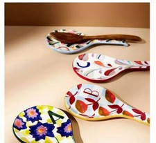 Anthropologie Tivoli Monogram Spoon Rest Ceramic Hand Painted - Letter J