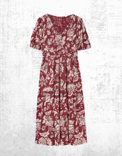 Women’s Fat Face Midi Dress Danielle Brush Floral Burgundy Red (A Bit Defect)