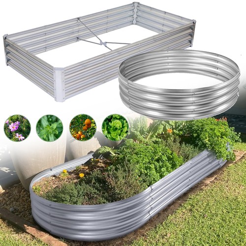 Galvanised steel raised garden - galvanised,