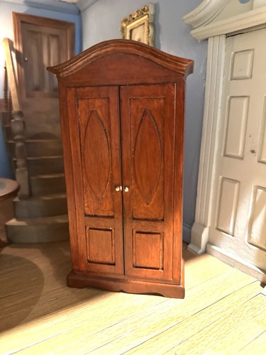 Dolls house dark wood wardrobe - dark,