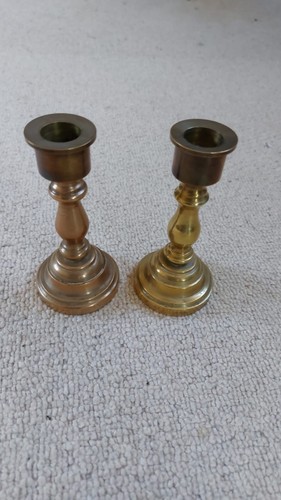 Small heavy brass - brass, candlesticks