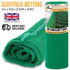 Green Scaffold Netting 2m x 50m, Durable Debris Netting for Builders and Garden