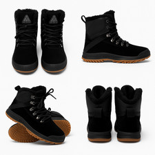 Unisex Winter Waterproof Lace Up Ankle Snow Boots with Fur Lined High Top