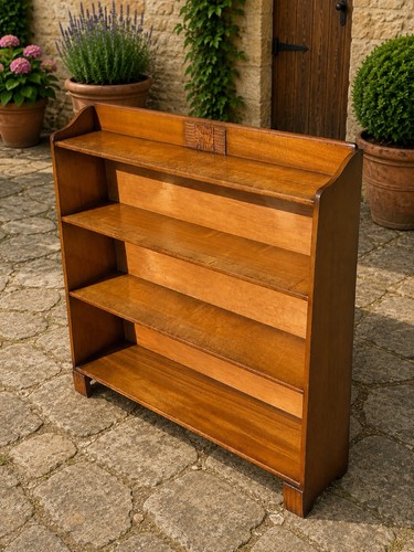 Antique oak low bookcase - low,