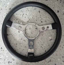 Mountney 15" Traditional 3 Spoke Semi Dished Black Vinyl Steering Wheel 53SPVB