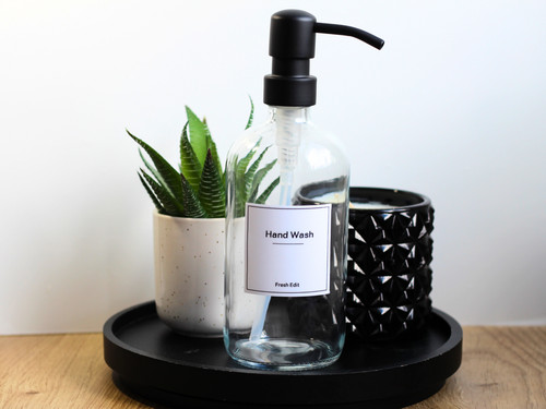 Clear glass soap dispenser
