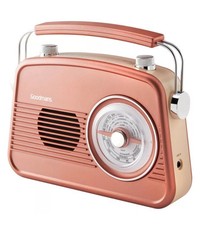 Vintage Retro Design Goodmans Classic AM/FM Retro Radio Portable Radio Rose Gold