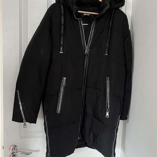 Black dkny puffer coat - black,