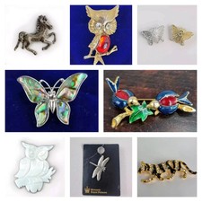 Lot of 9 Assorted Vintage modern Costume Brooches – Variety of Styles