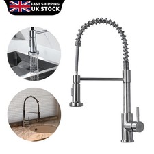Monobloc Silver Kitchen Sink Mixer Taps with Pull Out Hose Spray Single LeverTap