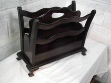 1960's MAHOGANY VENEER PAPER / MAGAZINE STORAGE RACK / STAND.