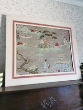 No2 Antique Hand Painted Chinoiseries Wallpaper Fragment Geisha/Oriental