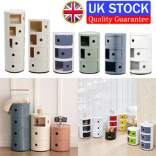 2/3/4/5 Tier Storage Cabinet Round Drawer Bedside Cupboard Shelf Table Locker