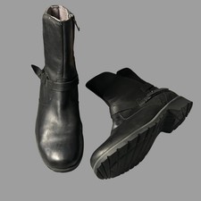 Teva Black Leather Chunky Mid Calf Boots Size Uk 6