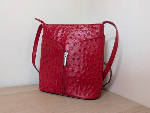 Italian red ostrich leather - red,