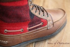 Sebago Brown Leather Red wool