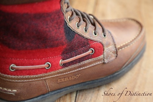 Sebago brown leather red wool - sebago,