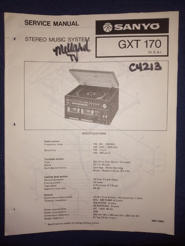Sanyo gxt170 gxt 170 stereo - sanyo,