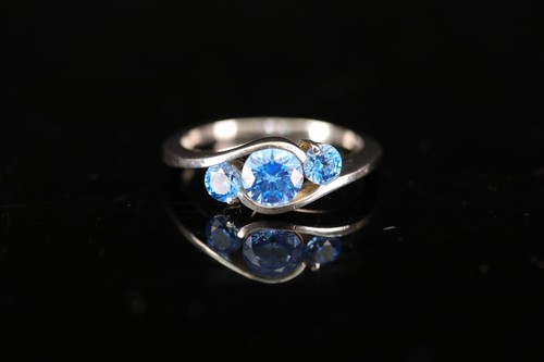 Silver ring set with three - ring,