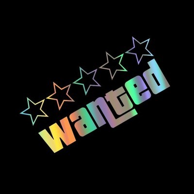 Wanted laser vinyl car sticker - wanted,
