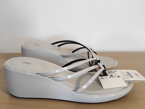 Zara patent wedge sandals - zara,