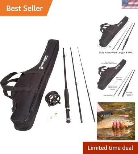 Durable black fly fishing - fly, rod