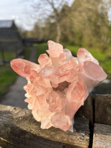 Pink lemurian quartz cluster - quartz,