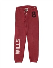 JACK WILLS Womens Graphic Tracksuit Trousers Joggers UK 6 XS Red Cotton CJ45