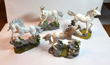 Set of Four Unicorn Figurines - White Unicorns - Ornamental Statues - for Kids