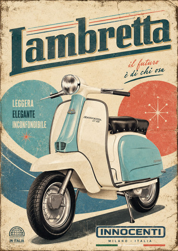 Vintage lambretta retro poster - vintage,