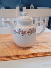 Vintage English Fine Bone China Coffee Pot/tea, White With Floral Design 20 Cm