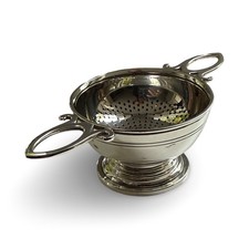 Sterling Silver  Tea Strainer & Bowl By J A Campbell London Hallmark 2017
