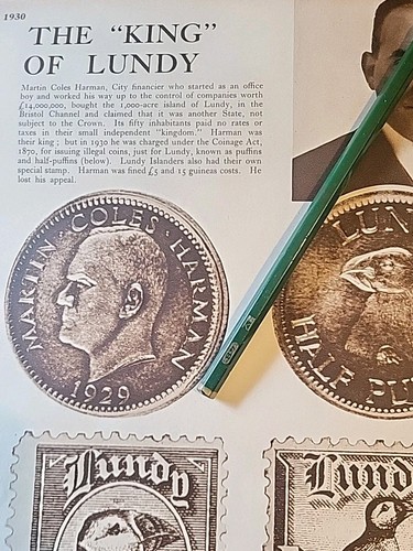 1930 lundy island - stamps, coins