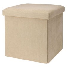 Beige Corduroy Fabric Pouffe