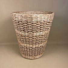 Large Cylinder Laundry Basket Woven Wicker Antique Storage Logs Fire Side Brown