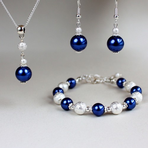 Midnight blue pearls - , necklace