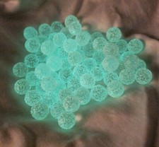 GLOW BALL - 12 Glass Marbles, Clear with White Glow in the Dark Speckles, 16mm