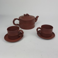Chinese Yixing Zisha Purple Clay Bamboo Teaset - Teapot And Cups