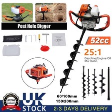 52CC Petrol Post Hole Borer Fence Earth Auger Digger + 4 Drill Bits + Extension