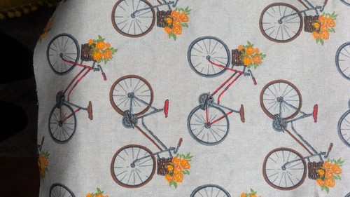 Bicycle print fabric remnant - print,