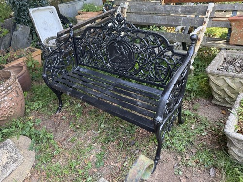 Cast iron ornate garden bench - iron,
