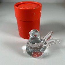 Crystal Art Glass Paperweight Clear Controlled Bubbles Decorative Bird