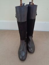 CREW CLOTHING BROWN LEATHER AND SUEDE KNEE HIGH BOOTS - SIZE 4 (37)